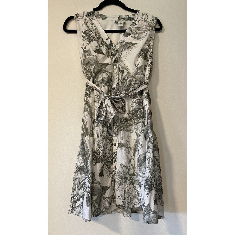 Calypso St. Barth Sleeveless Button Down Dress Botanical Floral Sz S Small (d